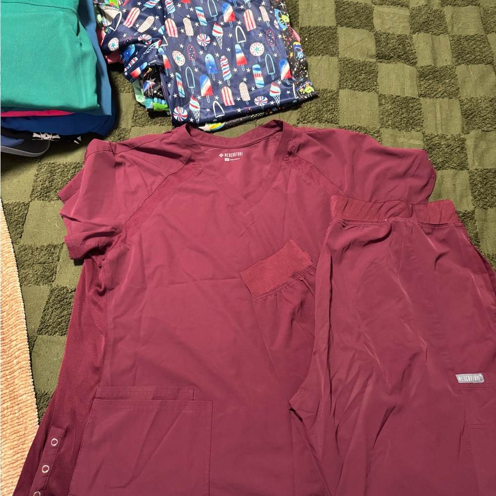 Med Couture Maroon Scrub Set
